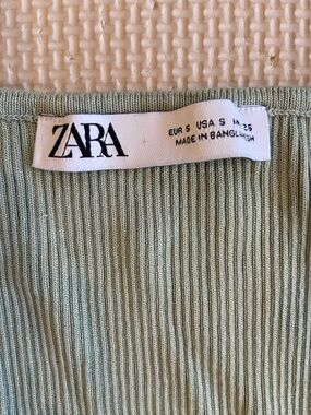 ZARA Light Sage Ribbed Knit Top